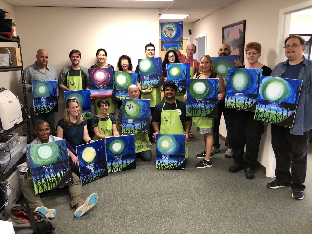 The Coretechs team does paint night.